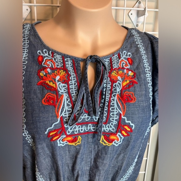 Women’s eShakti Wool Embellished Cotton Chambray Tier Dress Size 20W - Picture 4 of 12